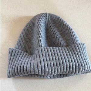 Gray Ribbed Knit Beanie